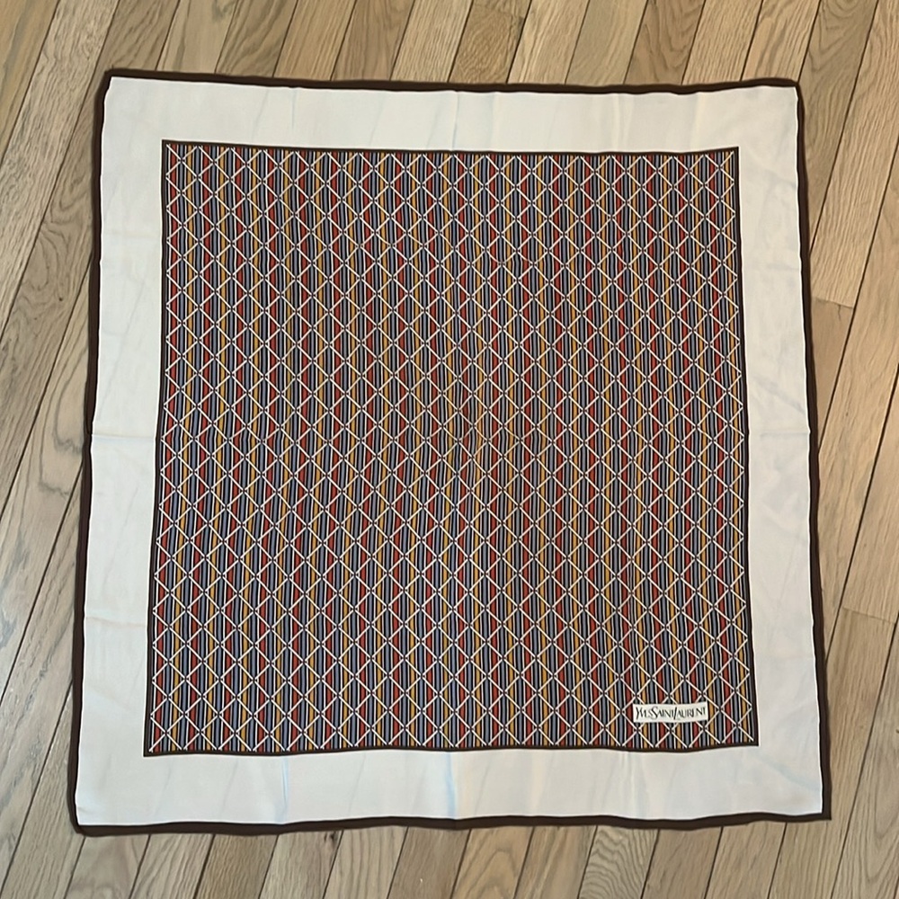 🧡🤎 Yves Saint Laurent Silk Scarf - Picture 2 of 5